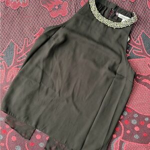 Jennifer Lopez Black Beaded Halter Camisole